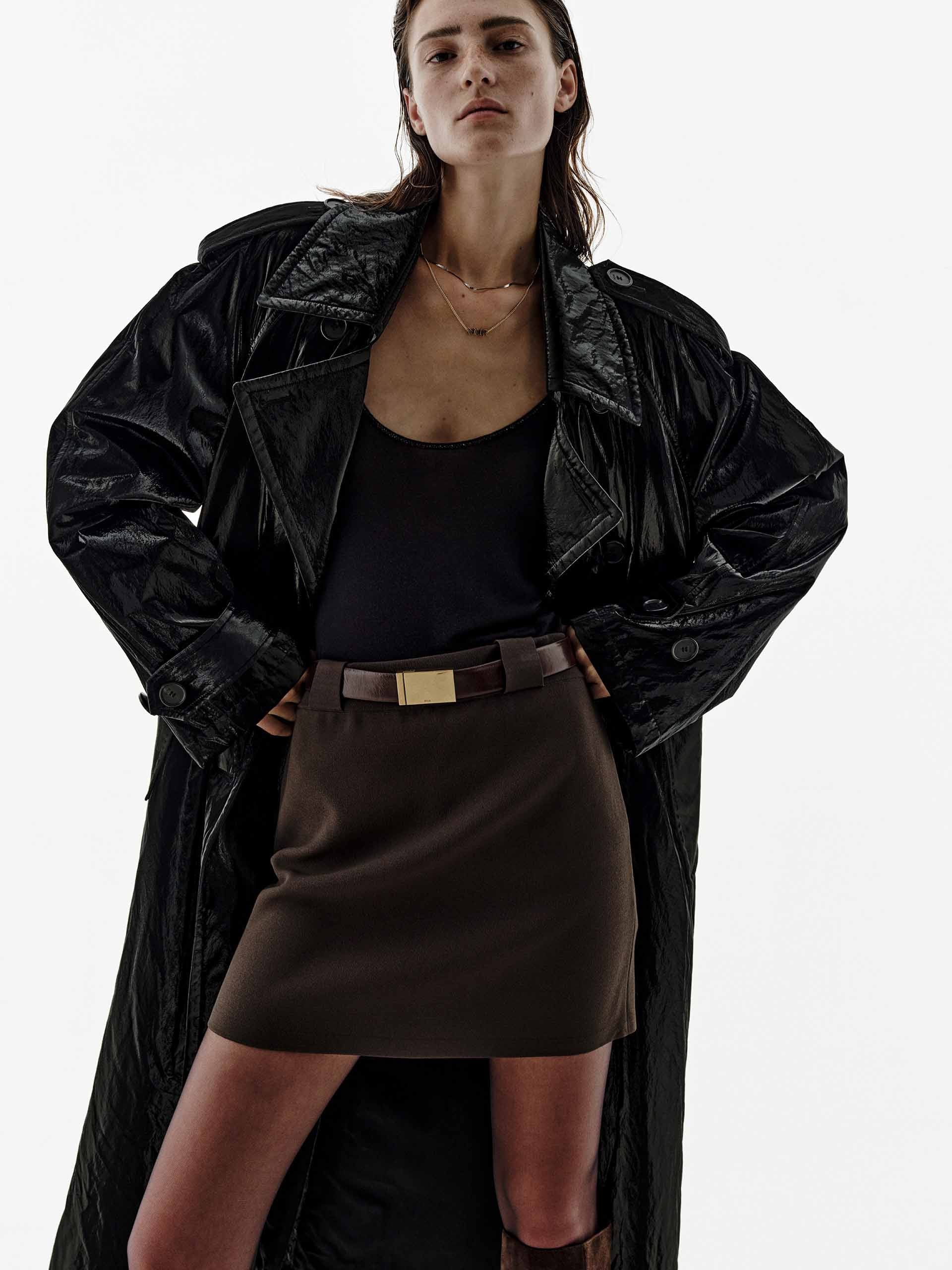 Long PU Leather Overcoat