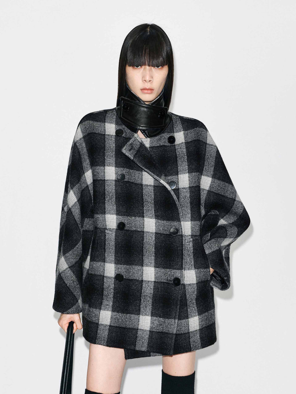 Double Breasted Plaid Coat