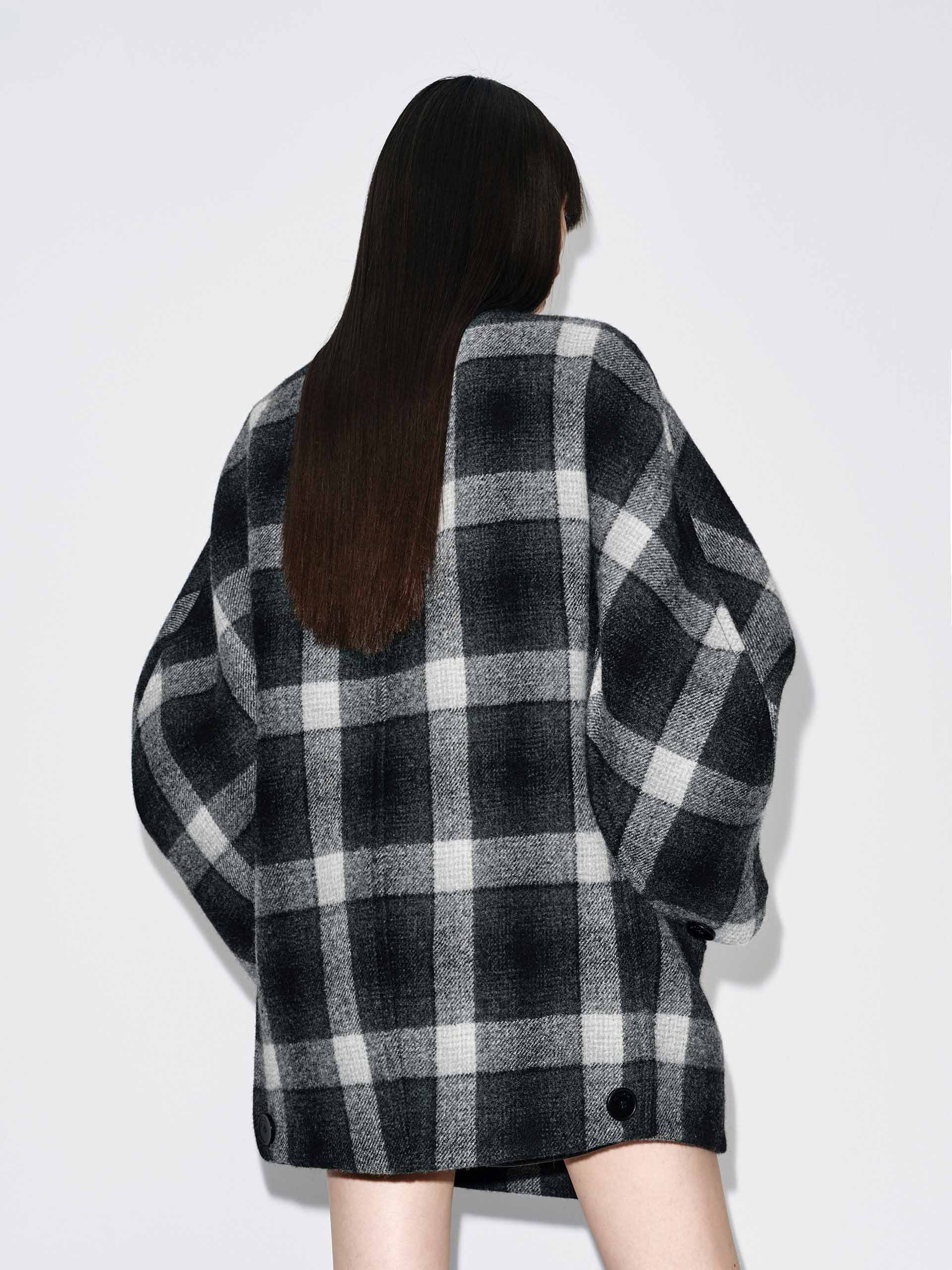Double Breasted Plaid Coat