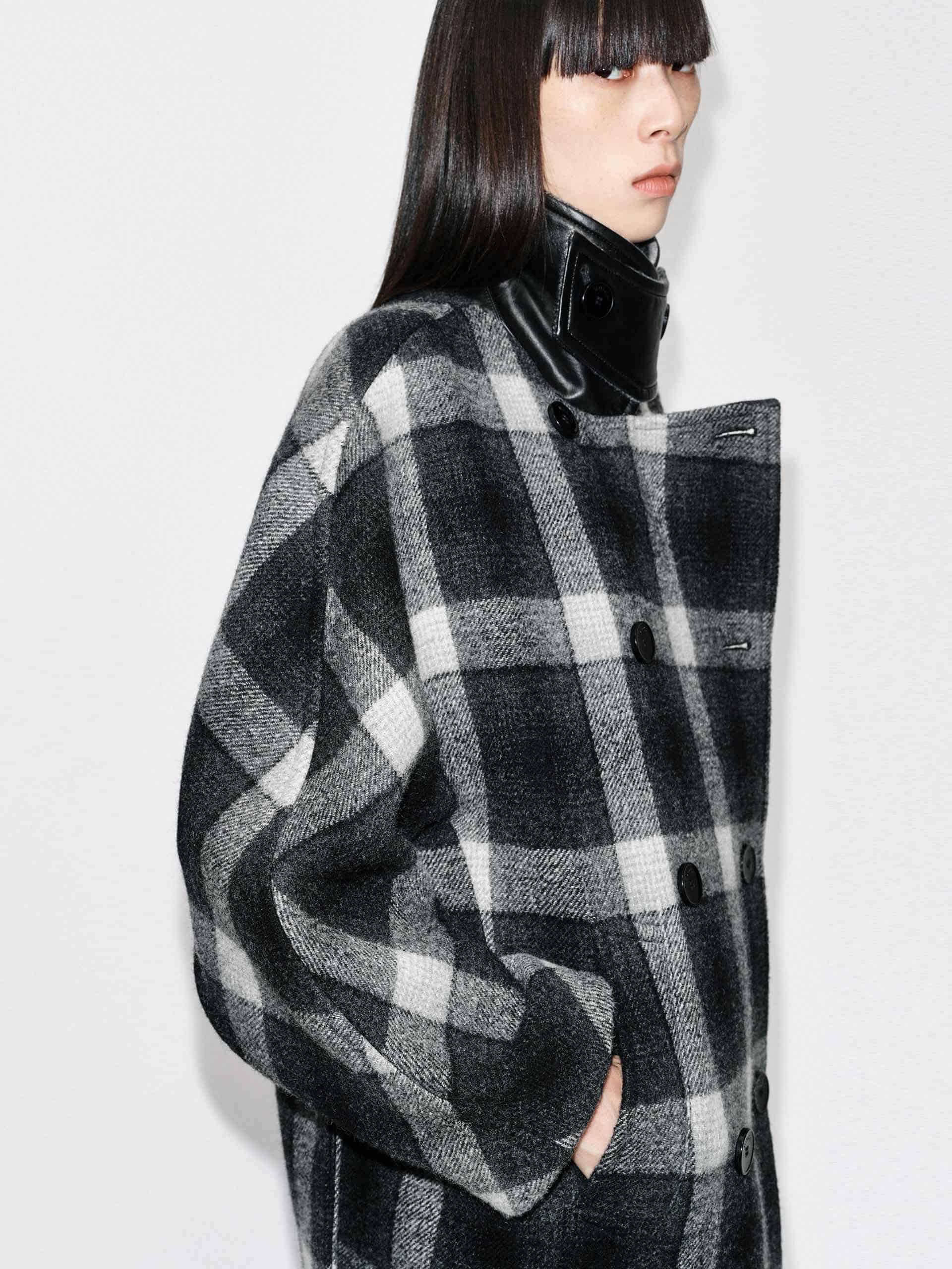 Double Breasted Plaid Coat
