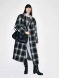 Paneled Detail Plaid Overcoat