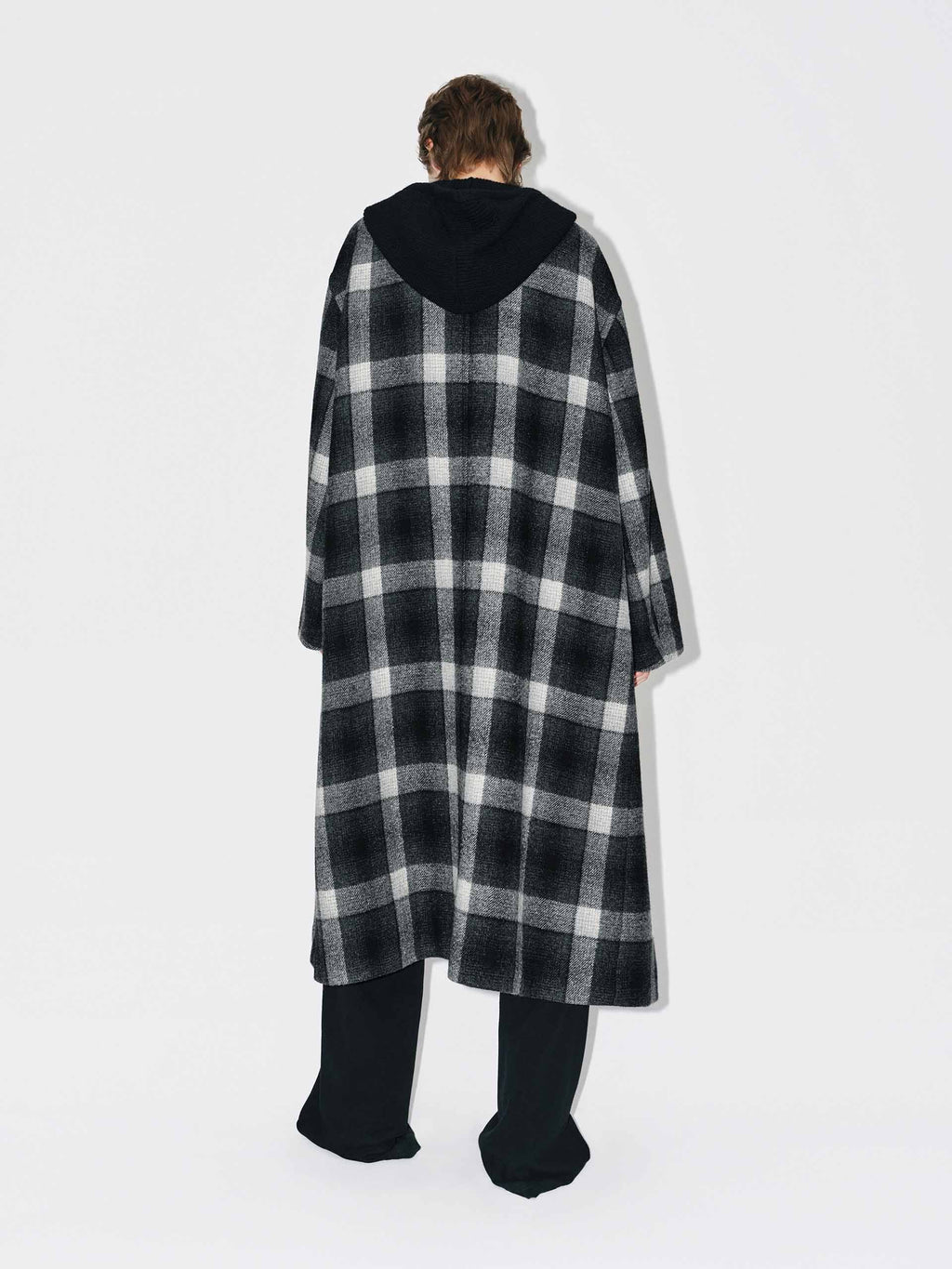 Paneled Detail Plaid Overcoat