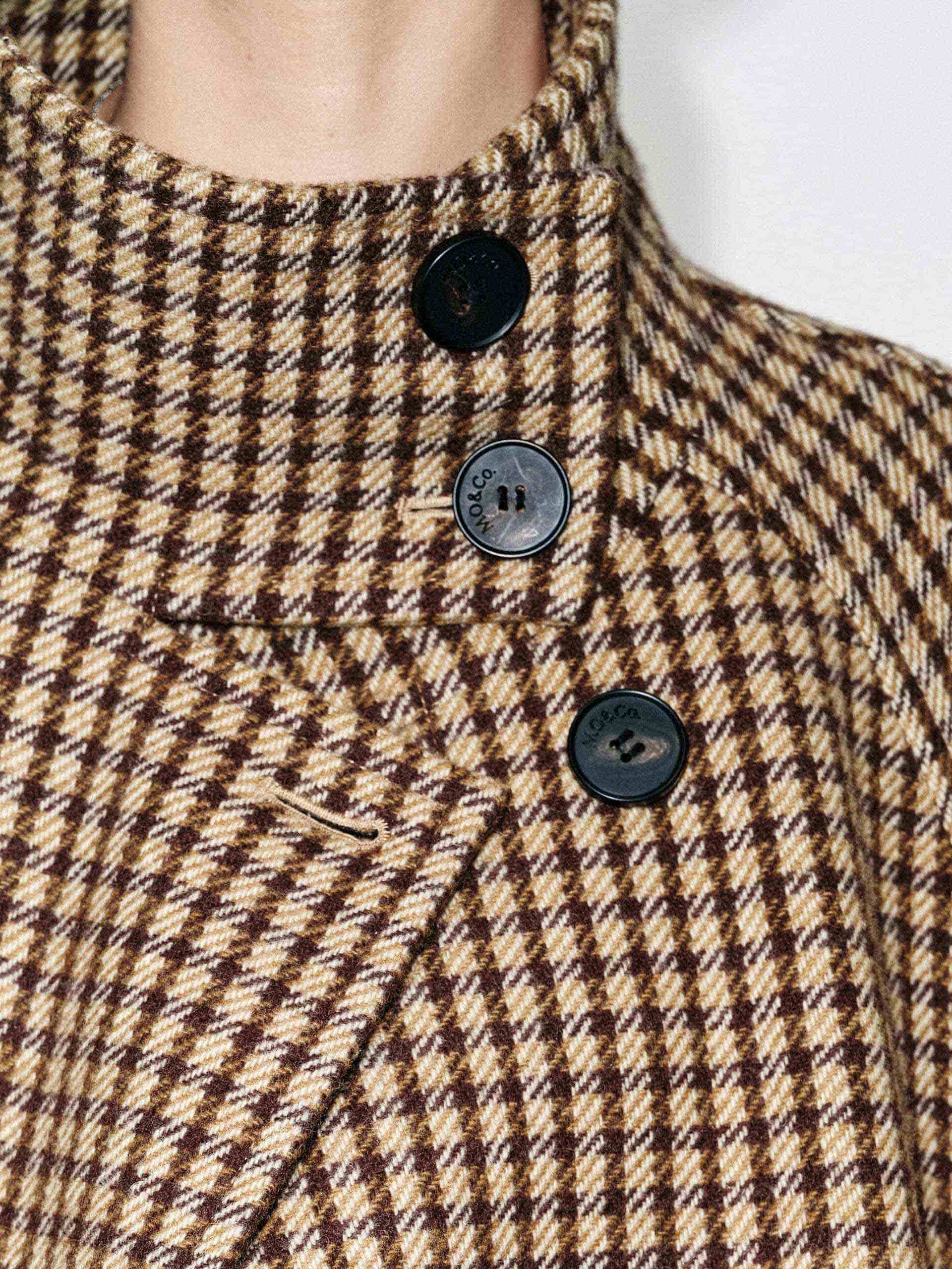 Plaid Button Wool Coat