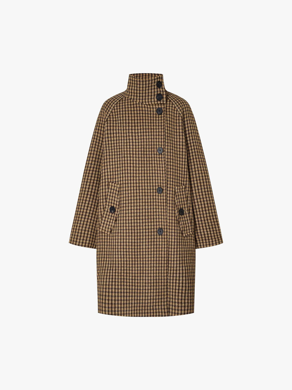 Plaid Button Wool Coat