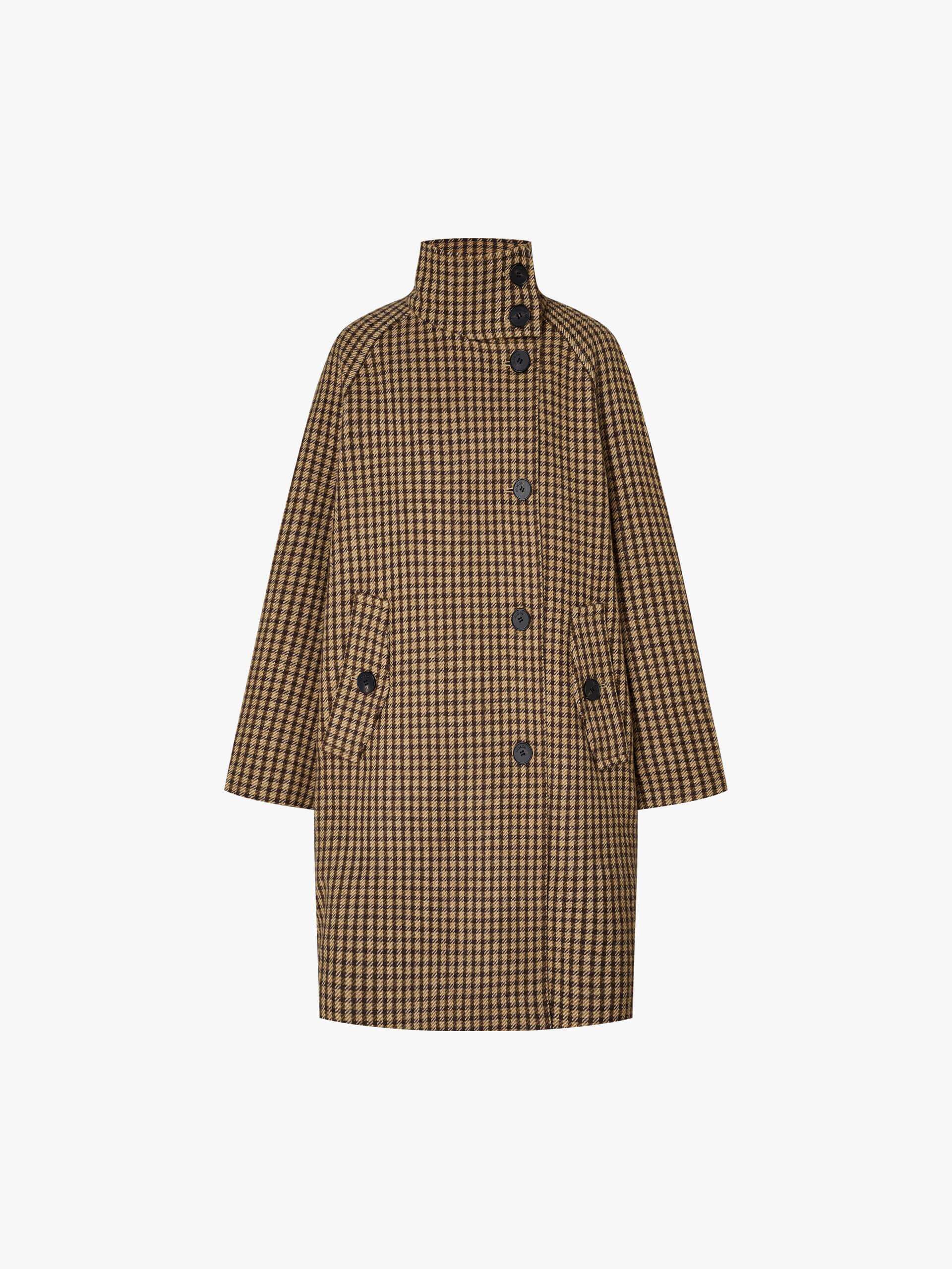 Plaid Button Wool Coat