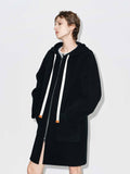 Drawstring Hooded Loose Coat