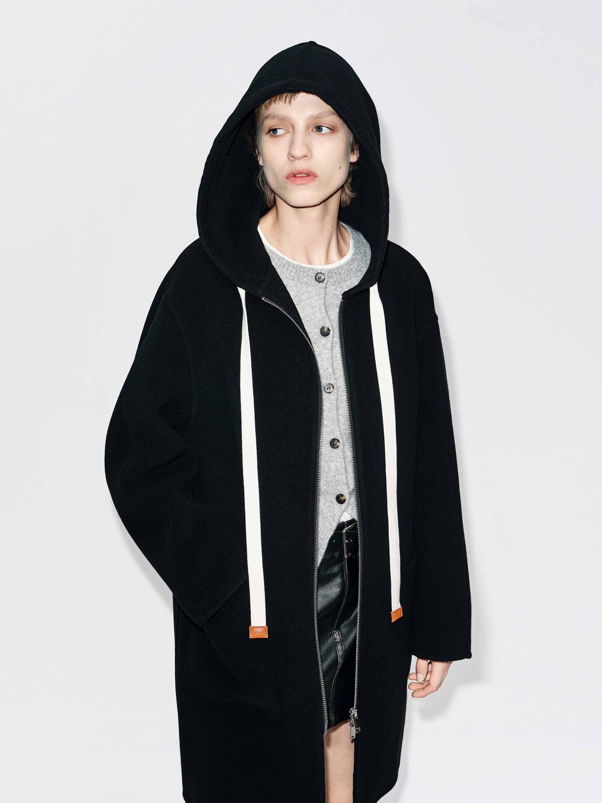 Drawstring Hooded Loose Coat