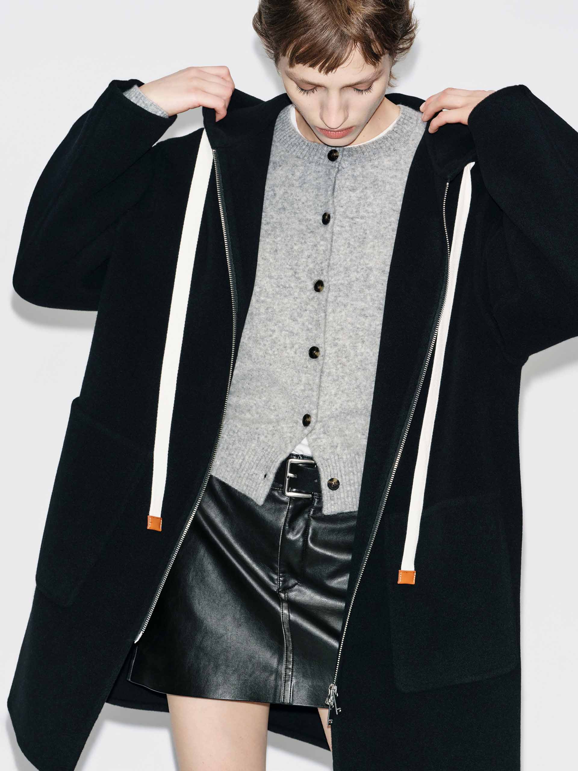 Drawstring Hooded Loose Coat