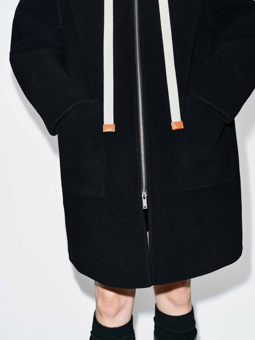 Drawstring Hooded Loose Coat