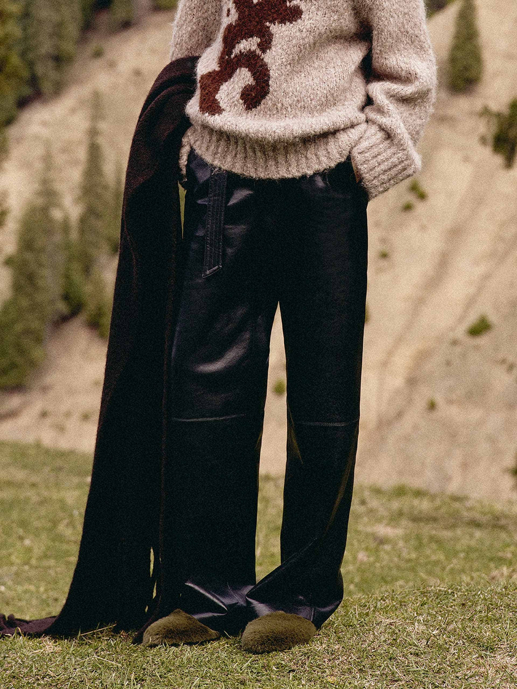 Include Belt Leather Trousers