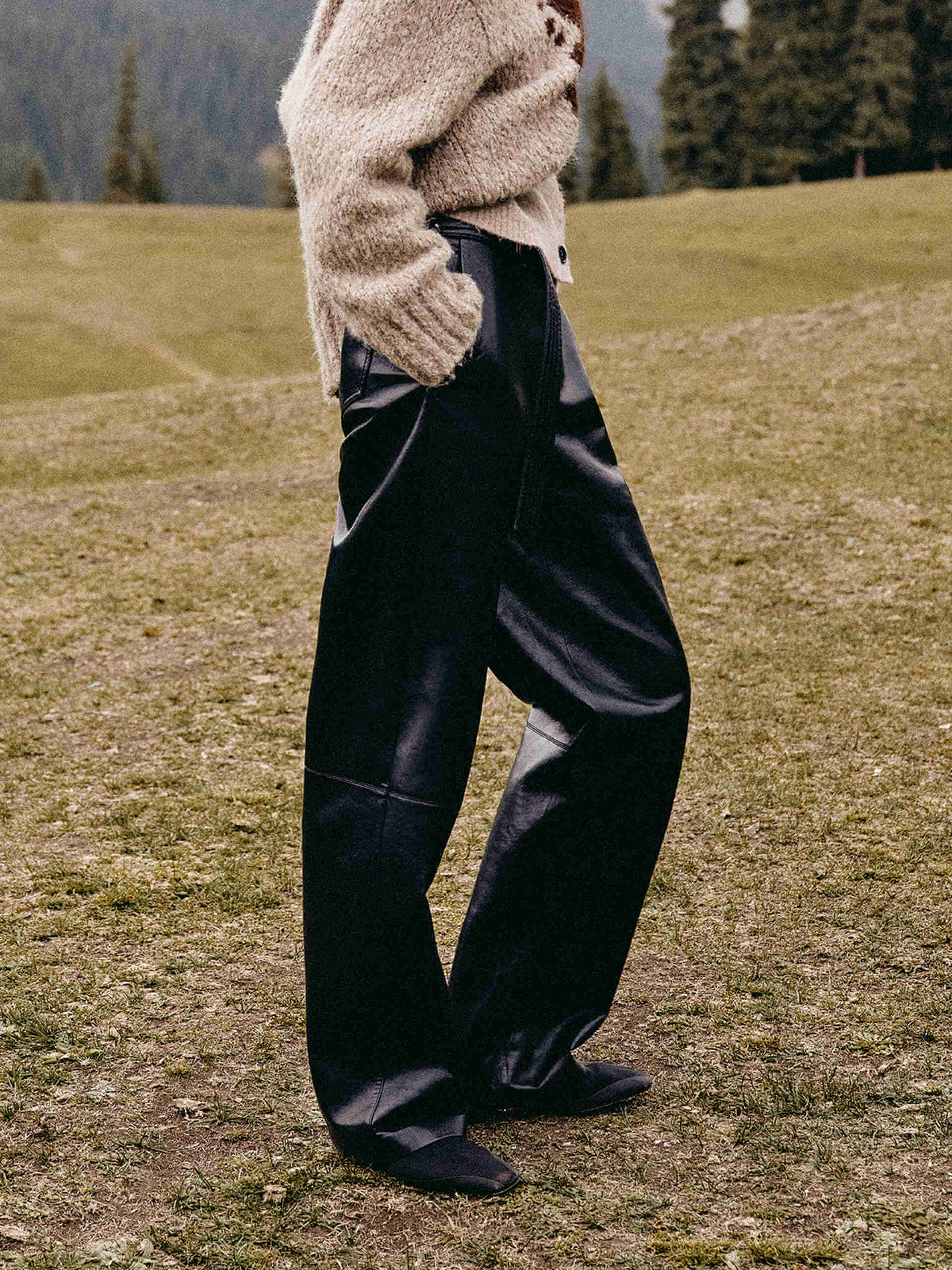 Include Belt Leather Trousers