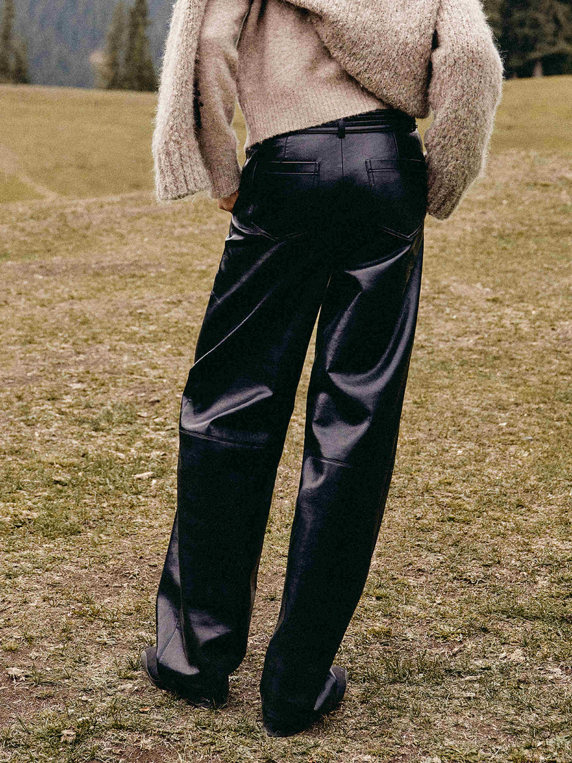 Include Belt Leather Trousers
