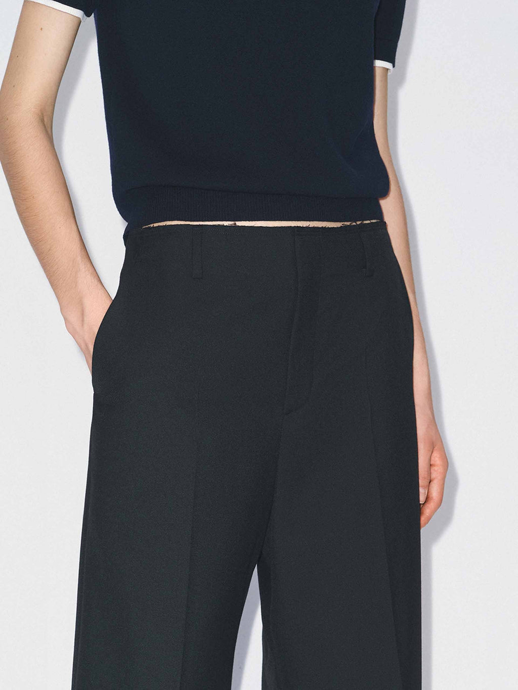 Raw Waistband Detail Trousers