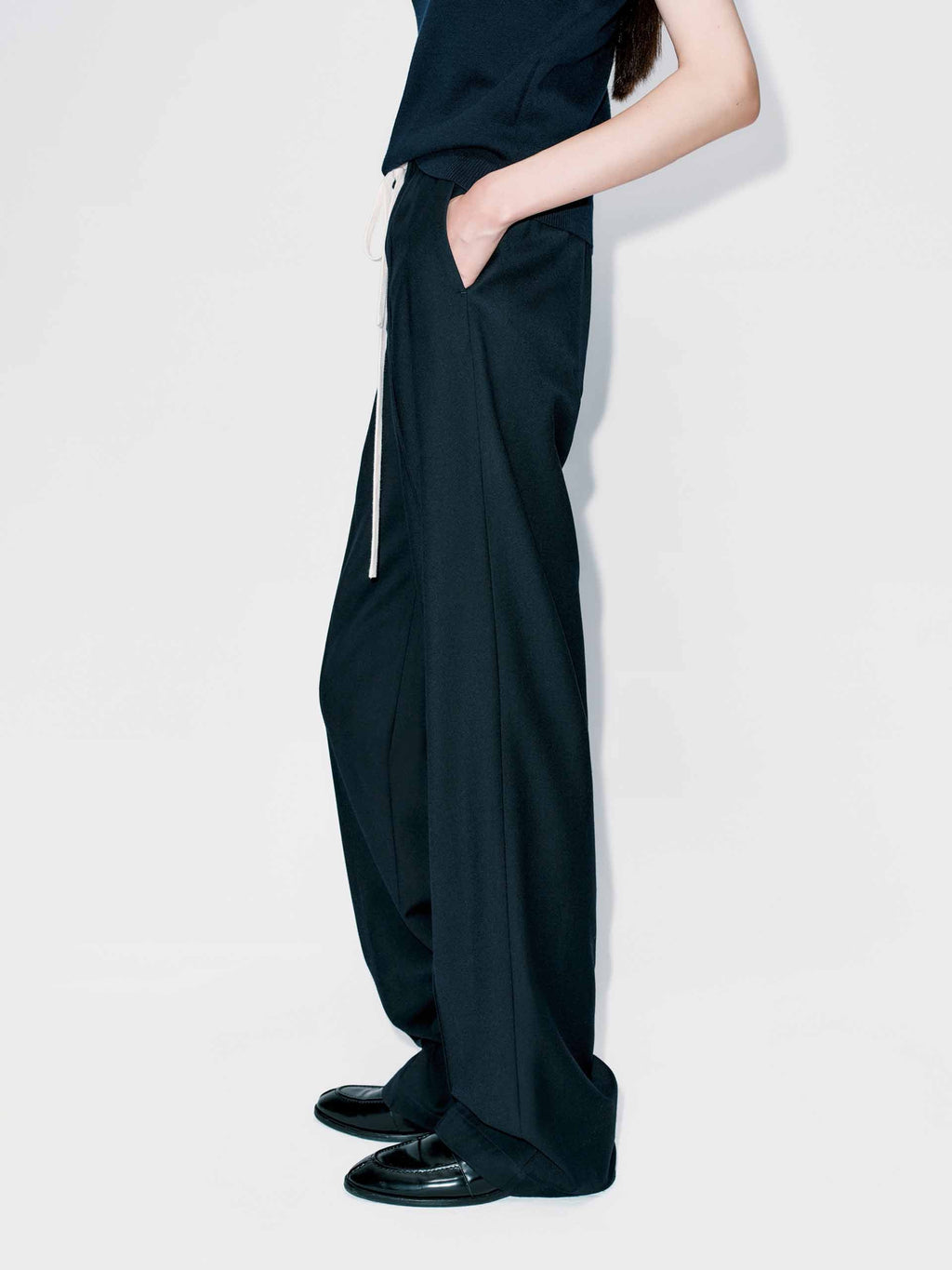 Contrast Drawstring Wool Trousers