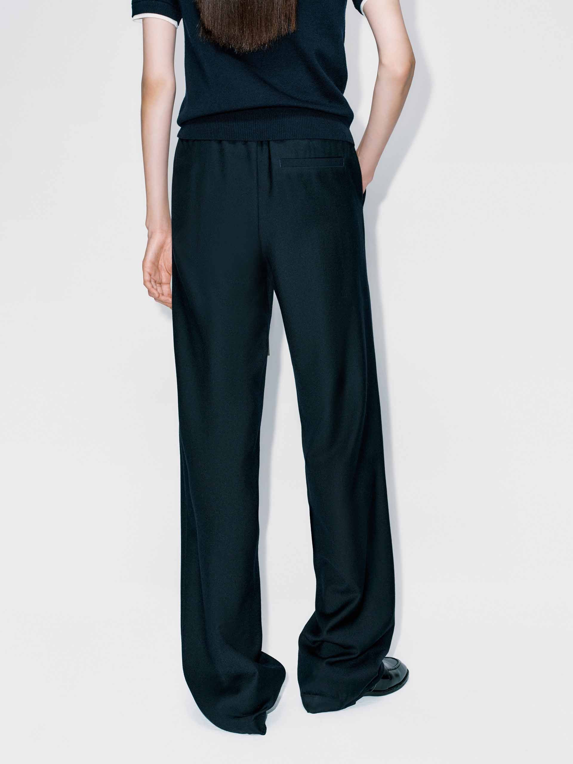 Contrast Drawstring Wool Trousers
