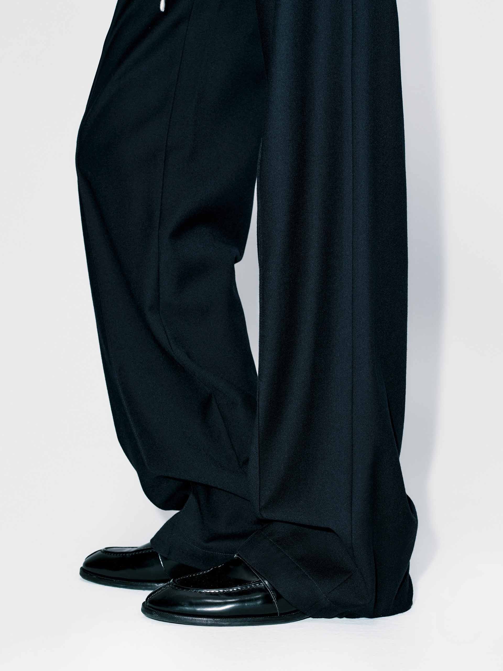 Contrast Drawstring Wool Trousers