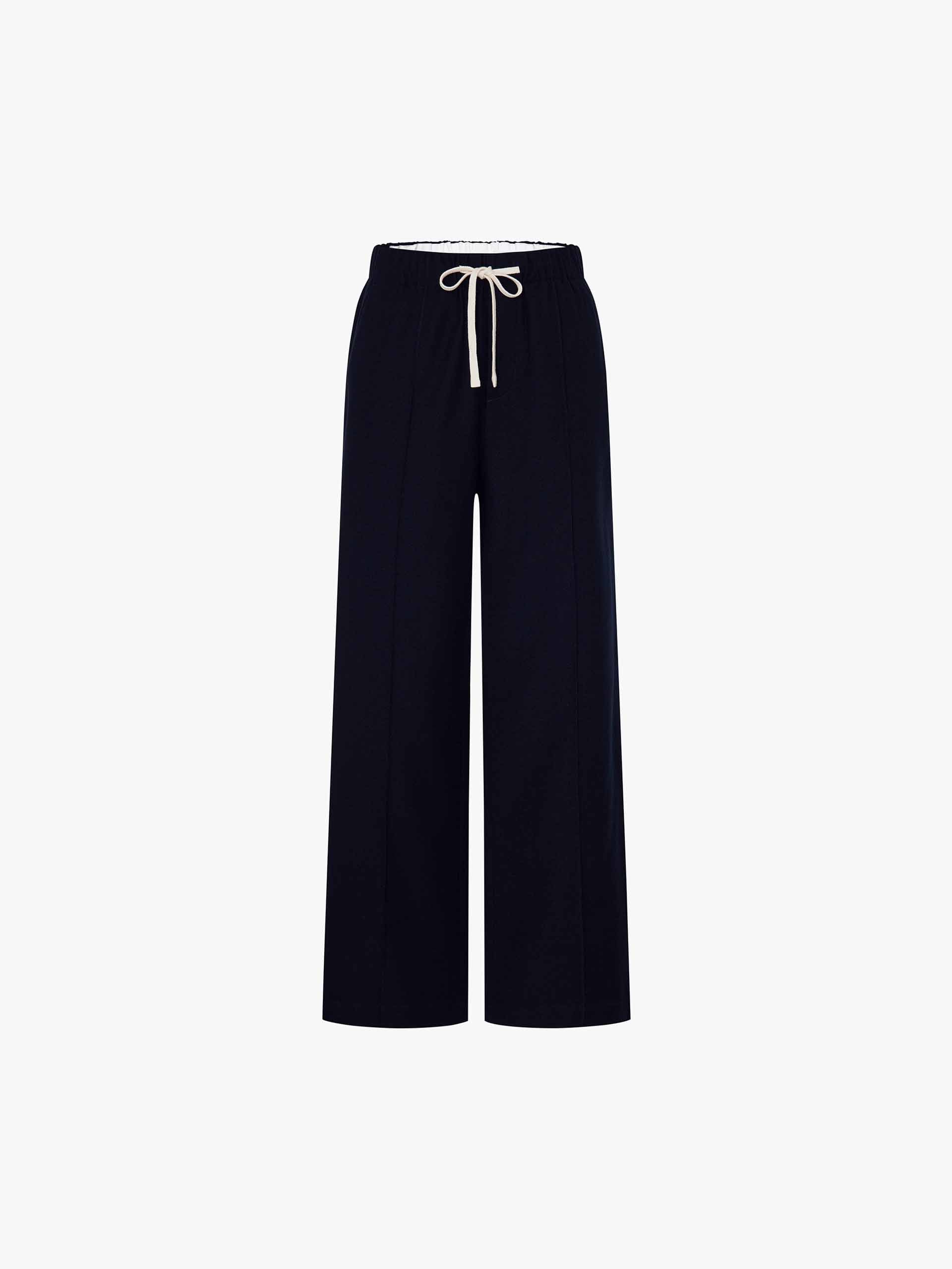 Contrast Drawstring Wool Trousers