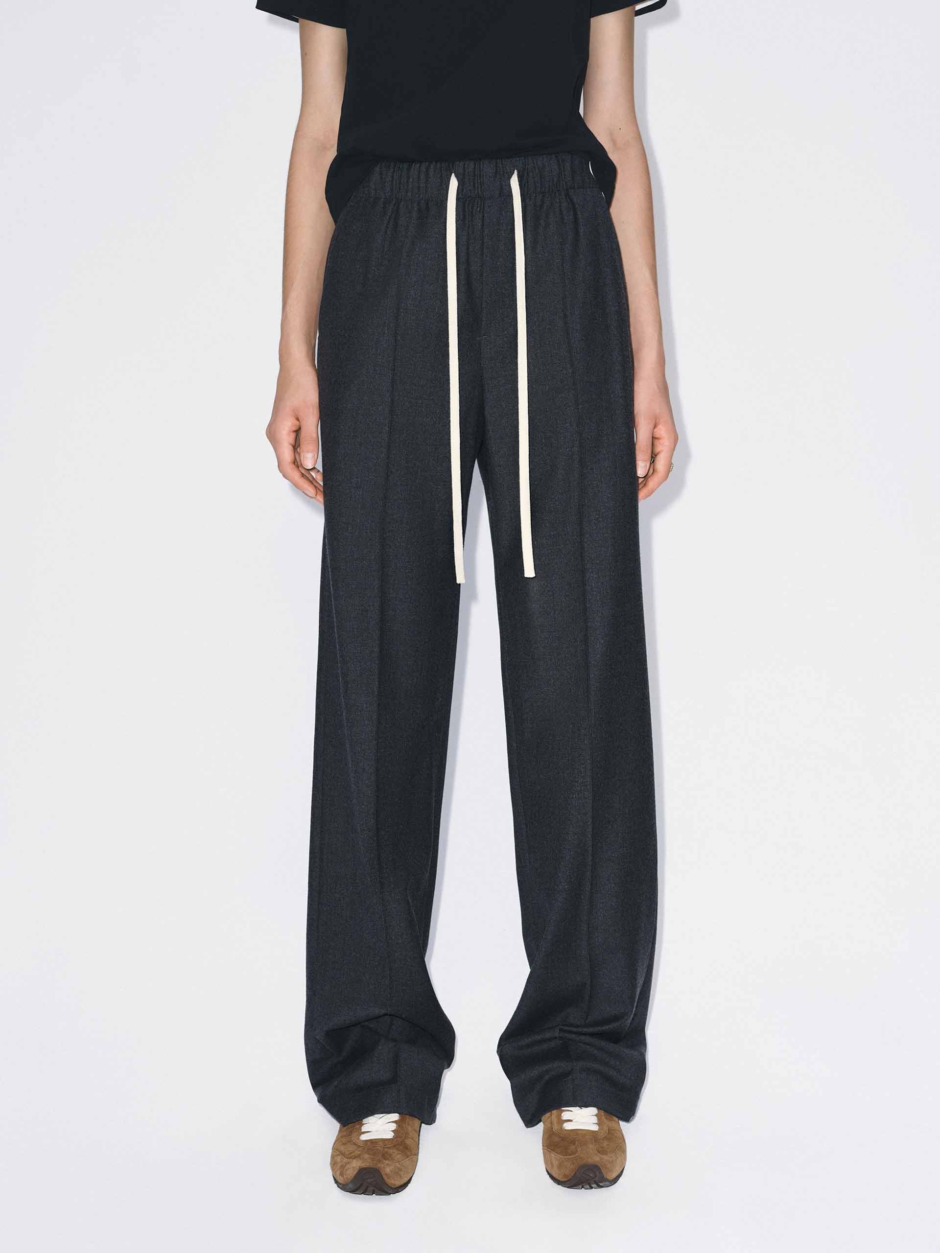 Contrast Drawstring Wool Trousers