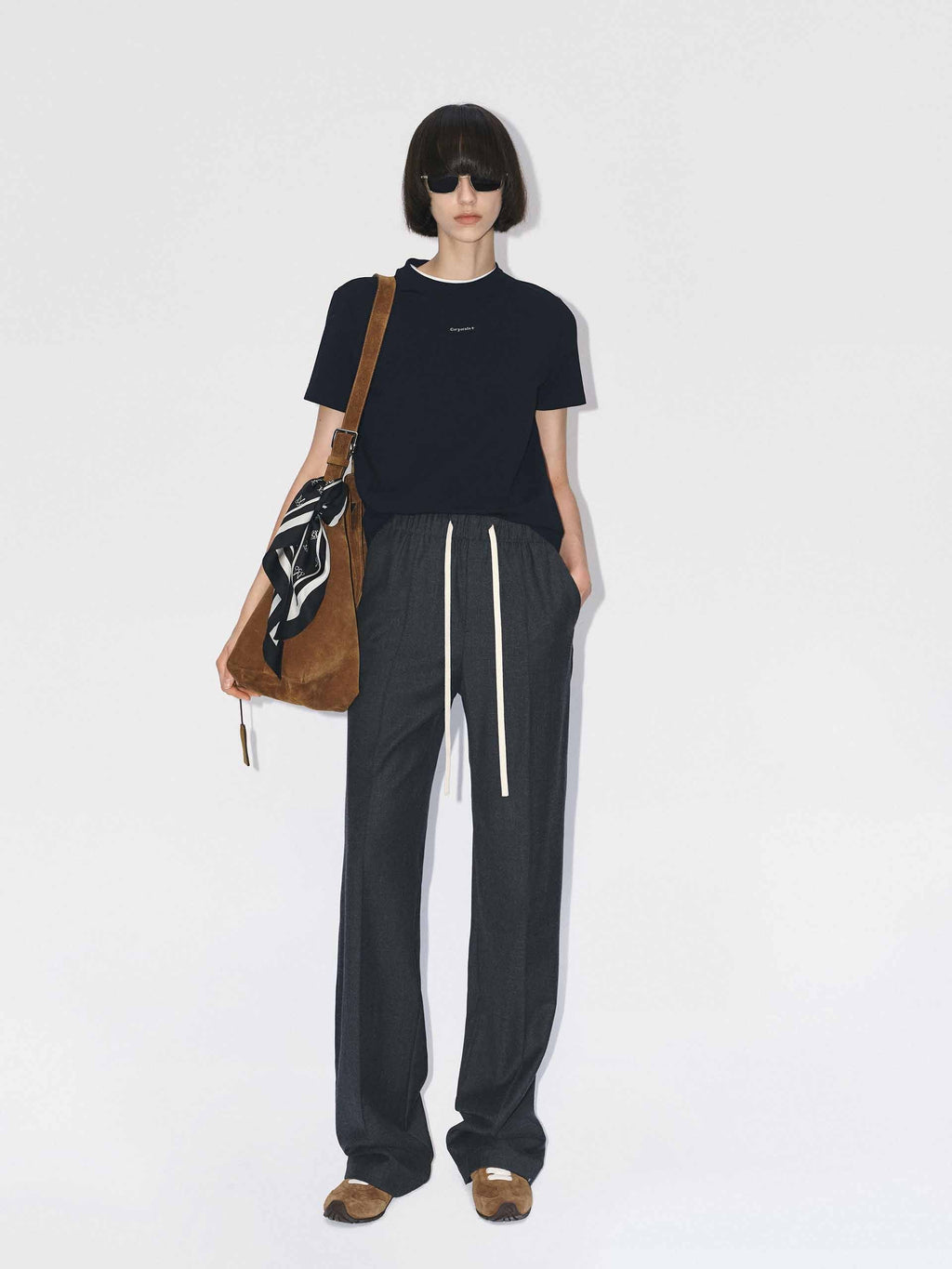 Contrast Drawstring Wool Trousers