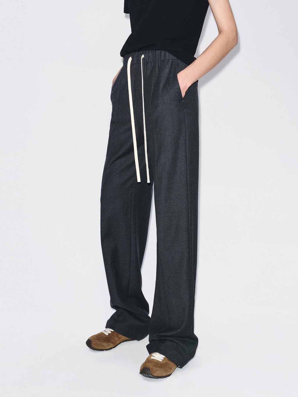 Contrast Drawstring Wool Trousers