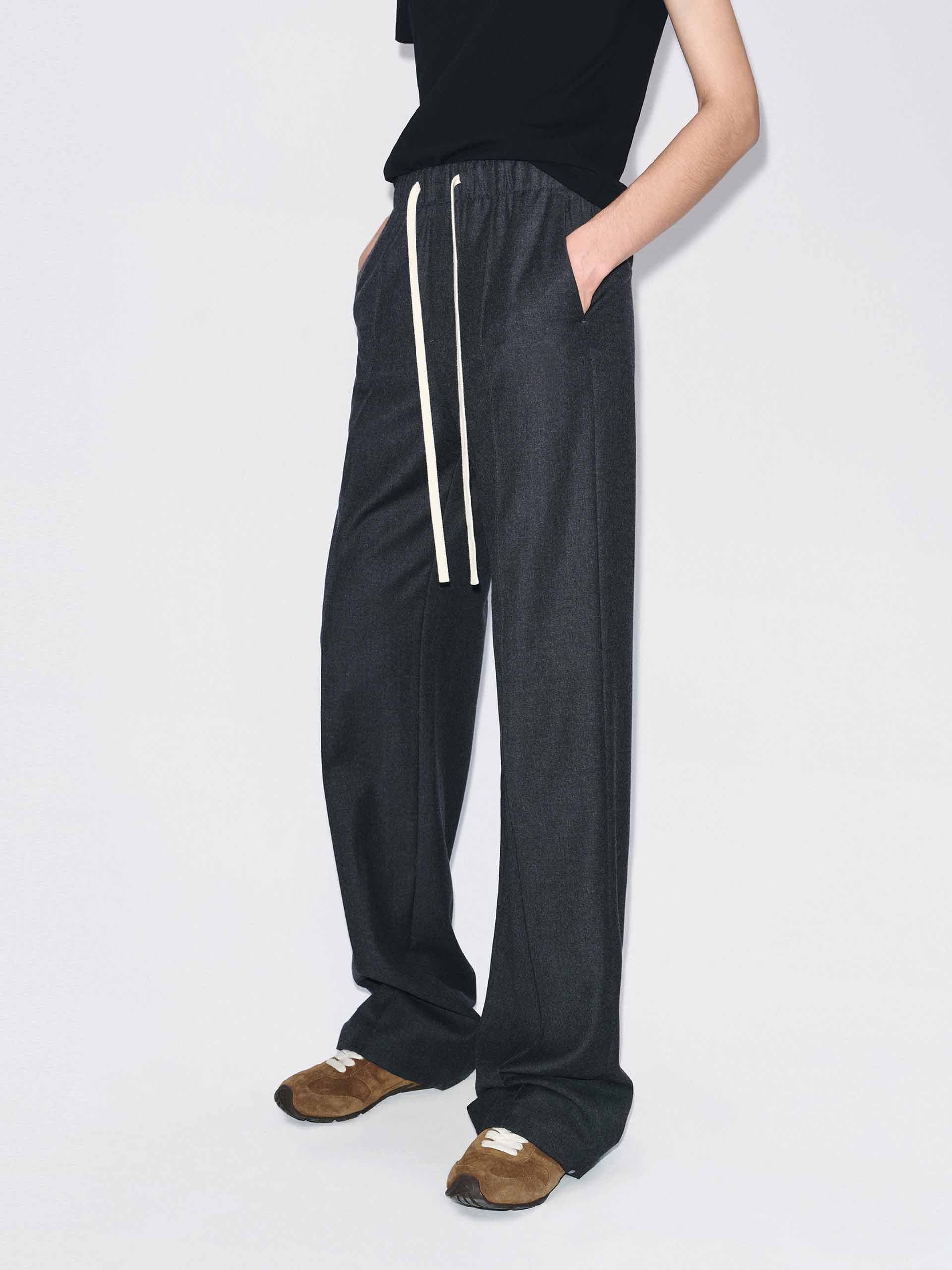 Contrast Drawstring Wool Trousers