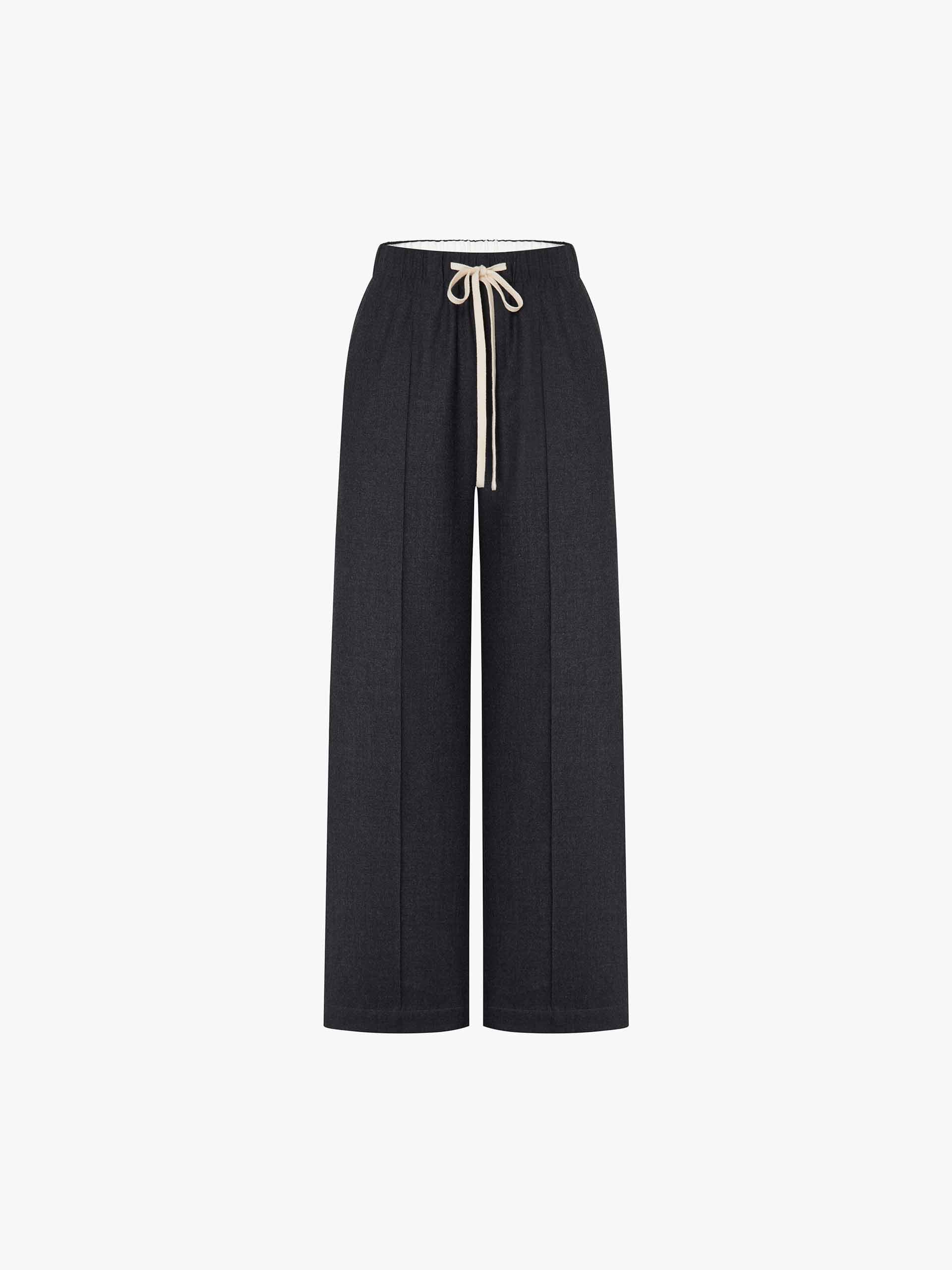 Contrast Drawstring Wool Trousers