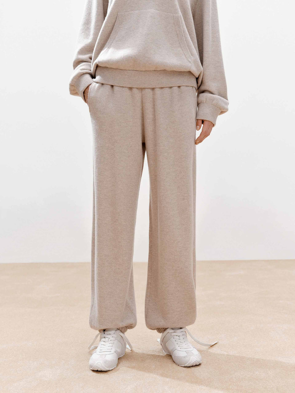 Elasticated Hem Wool Trousers