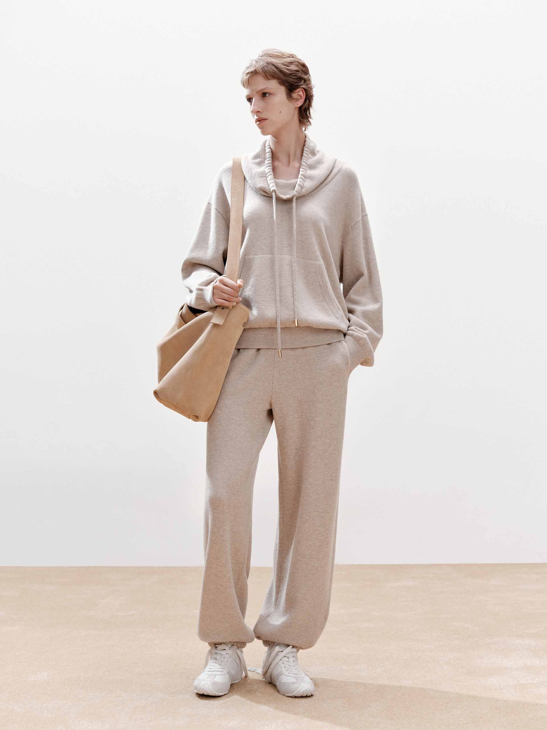 Elasticated Hem Wool Trousers