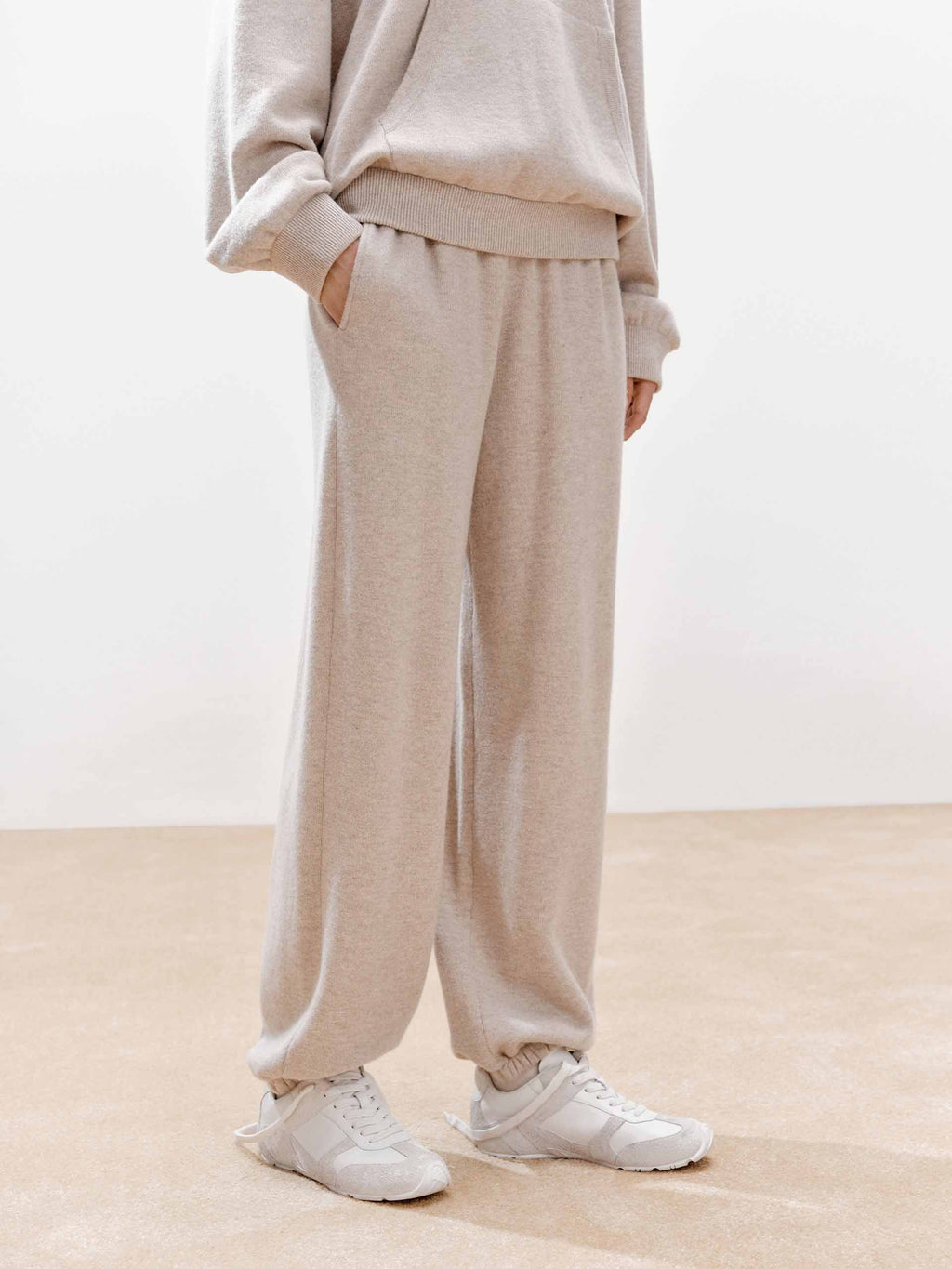 Elasticated Hem Wool Trousers