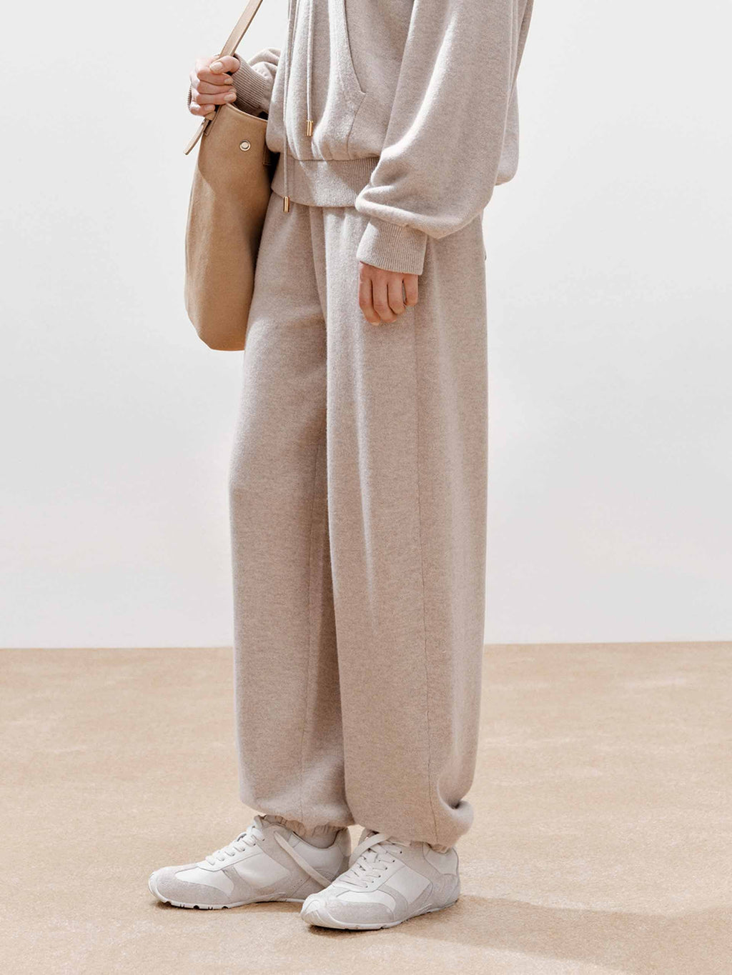 Elasticated Hem Wool Trousers