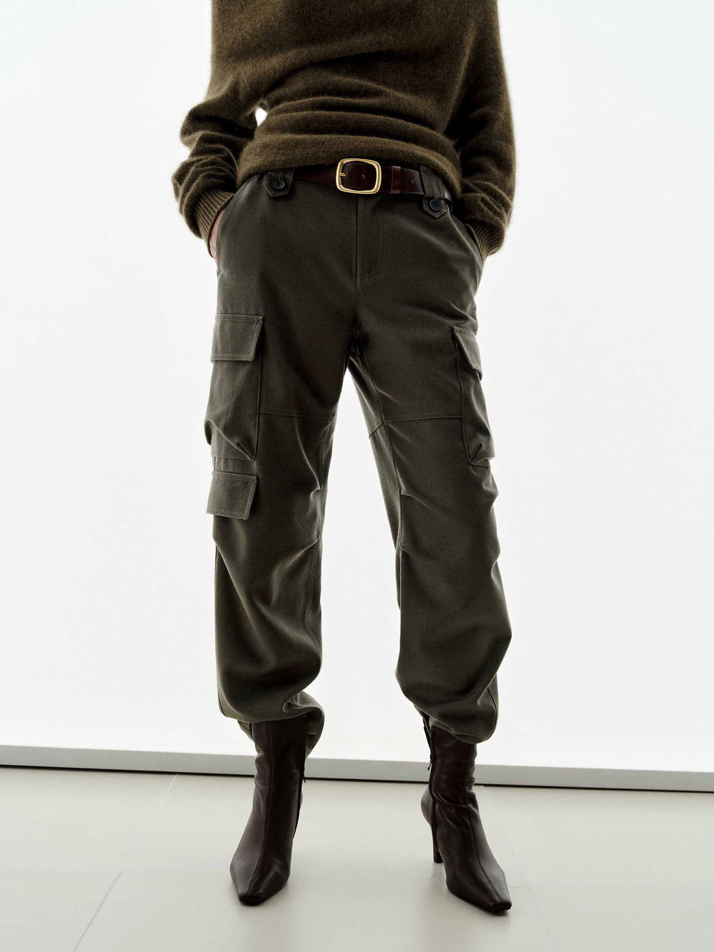 Cargo Style Pleated Trousers