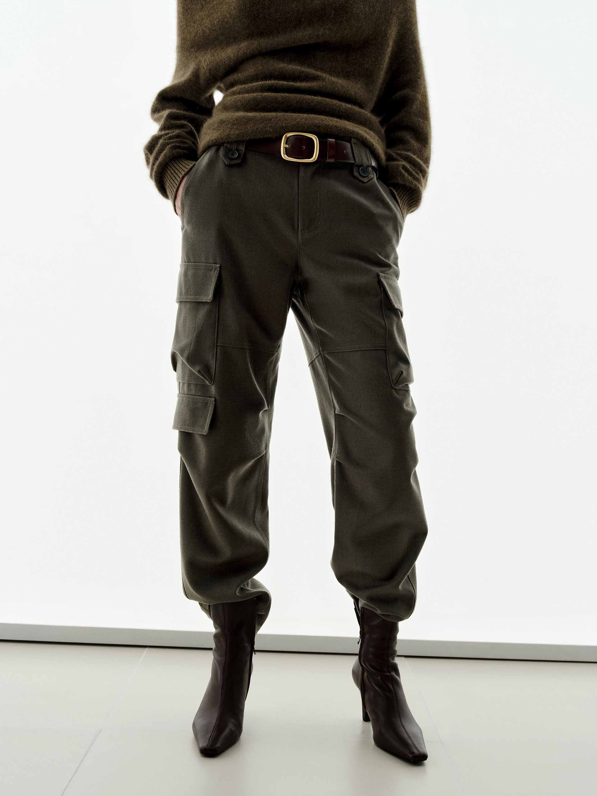 Cargo Style Pleated Trousers