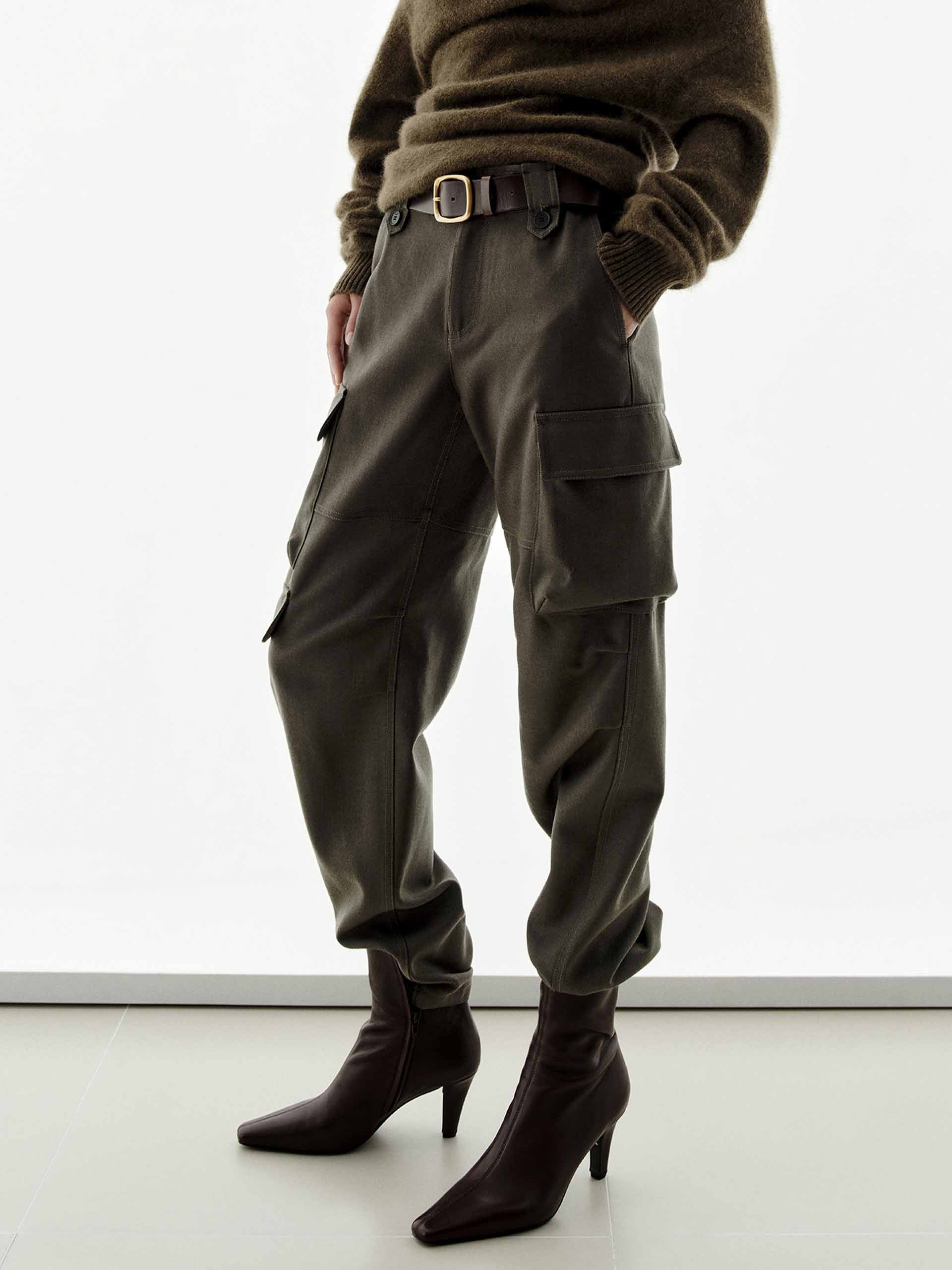 Cargo Style Pleated Trousers