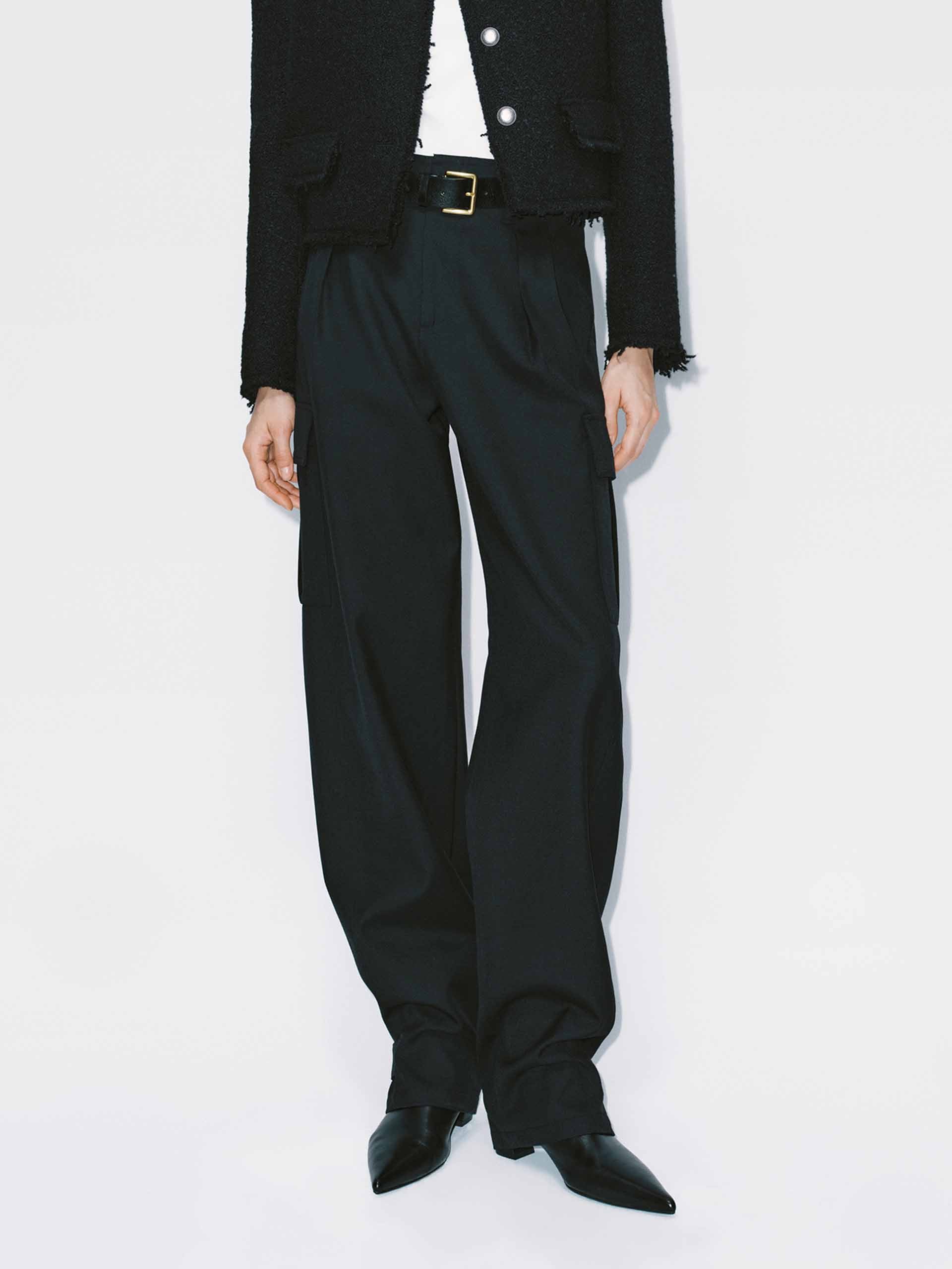 Barrel Leg Cargo Trousers
