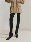 Zipper Hem Elastic Trousers