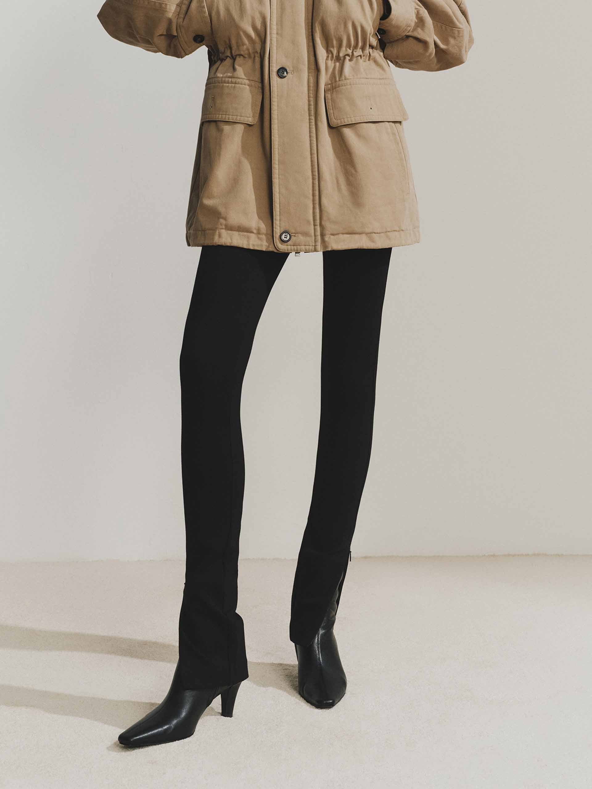 Zipper Hem Elastic Trousers