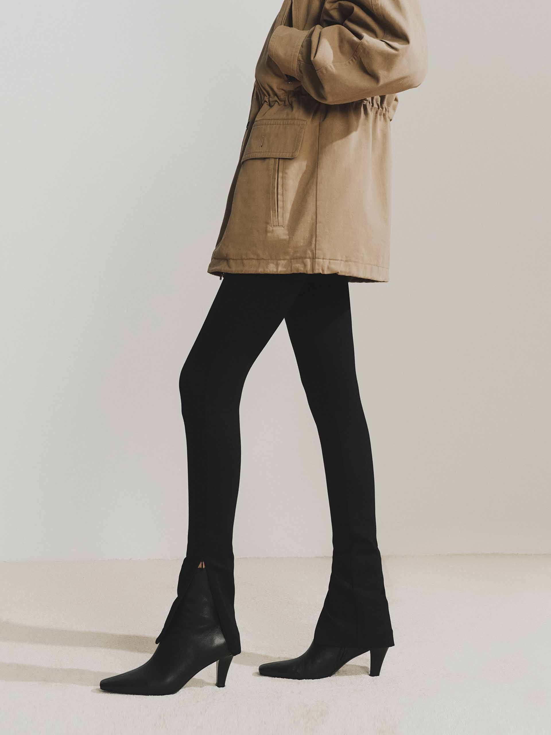 Zipper Hem Elastic Trousers