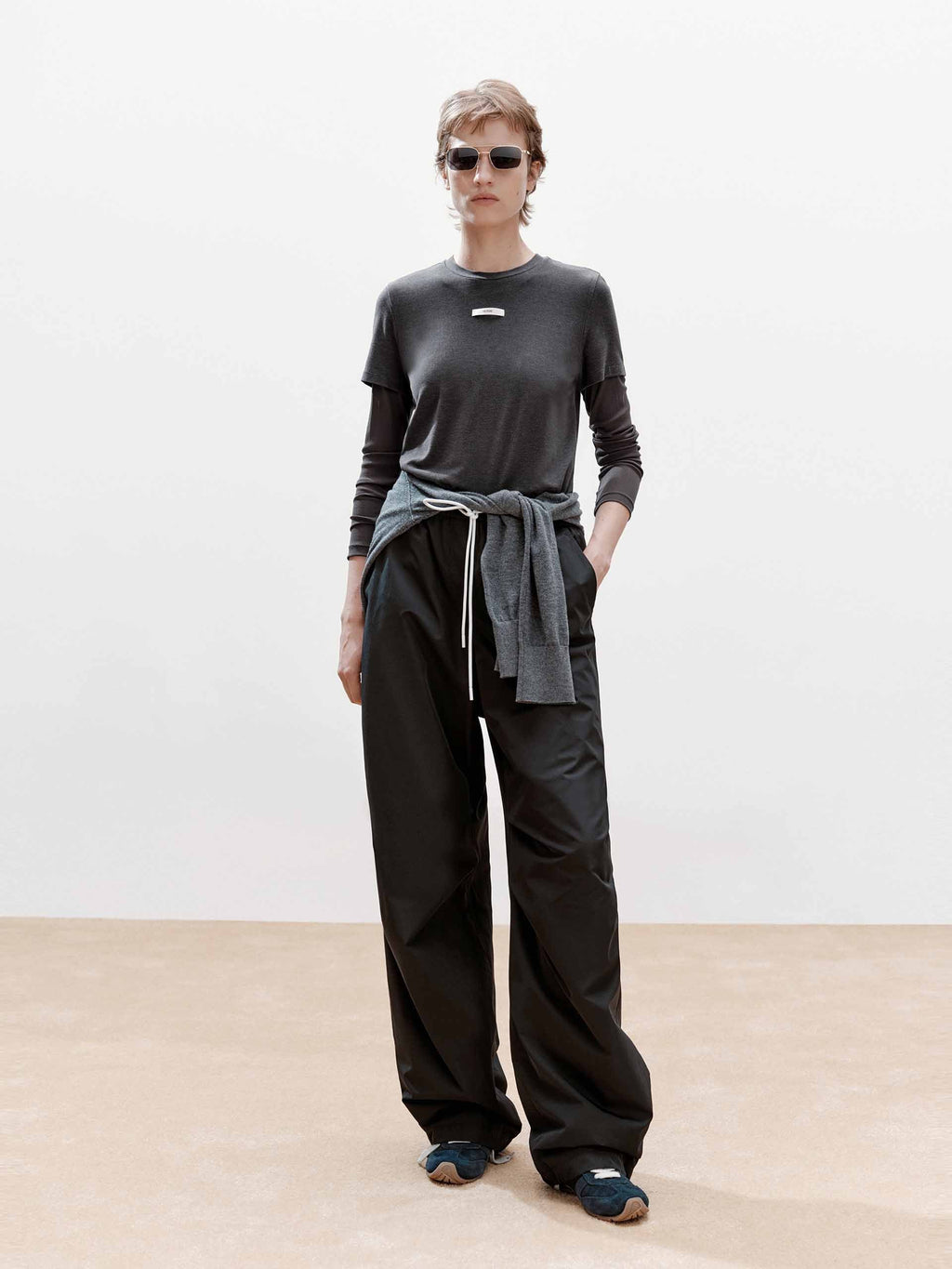 Front Pleated Barrel Leg Pants