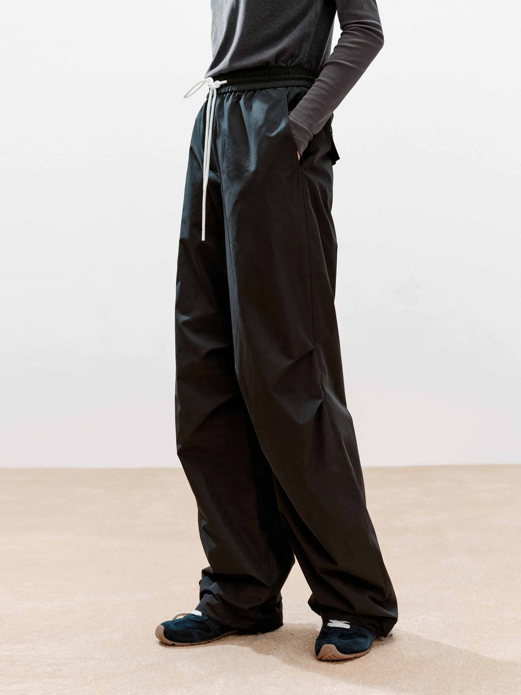 Front Pleated Barrel Leg Pants
