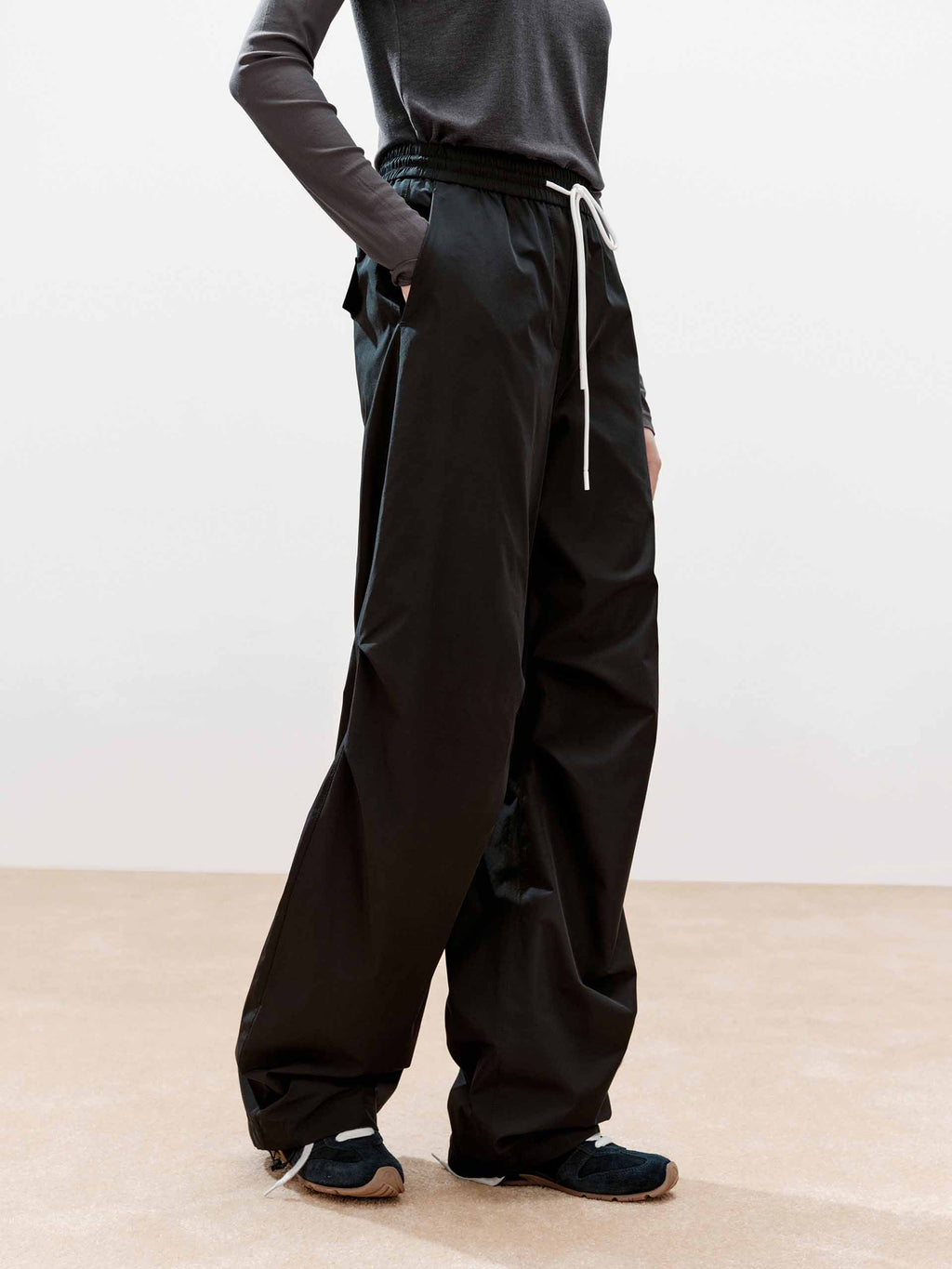 Front Pleated Barrel Leg Pants