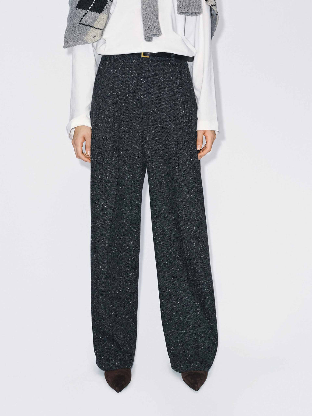 Wool Blend Barrel Pants
