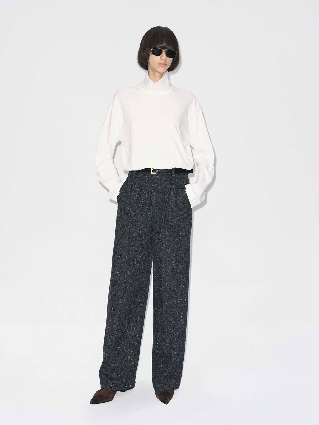 Wool Blend Barrel Pants
