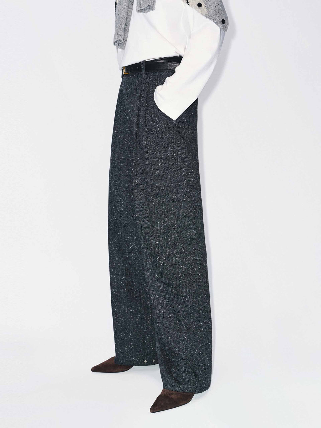 Wool Blend Barrel Pants