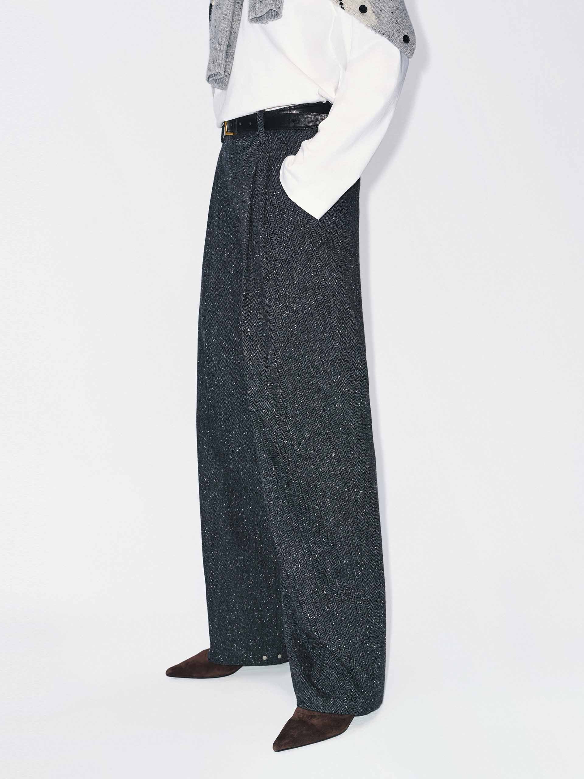 Wool Blend Barrel Pants
