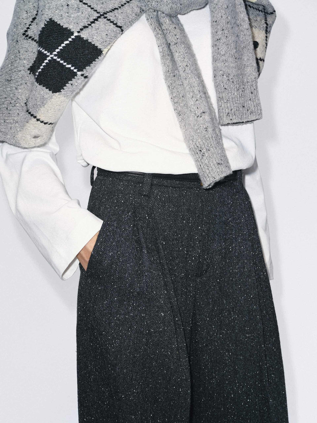 Wool Blend Barrel Pants