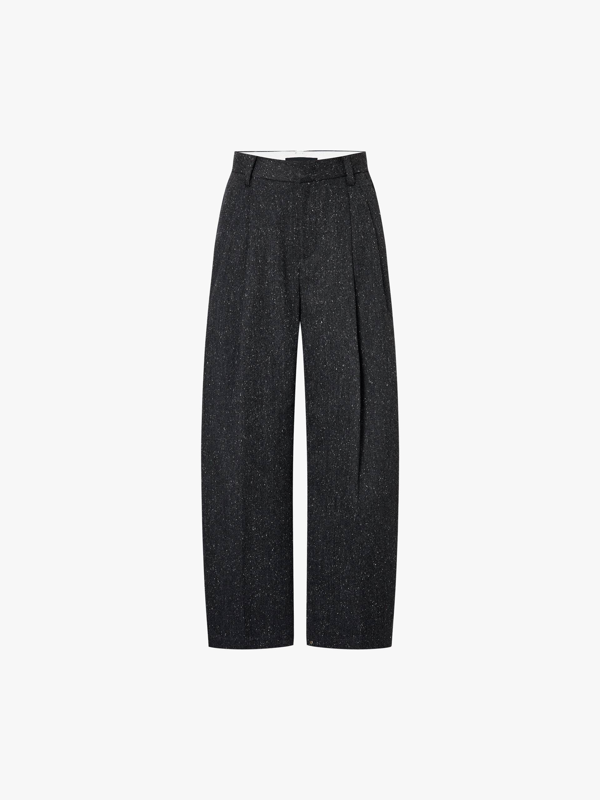 Wool Blend Barrel Pants
