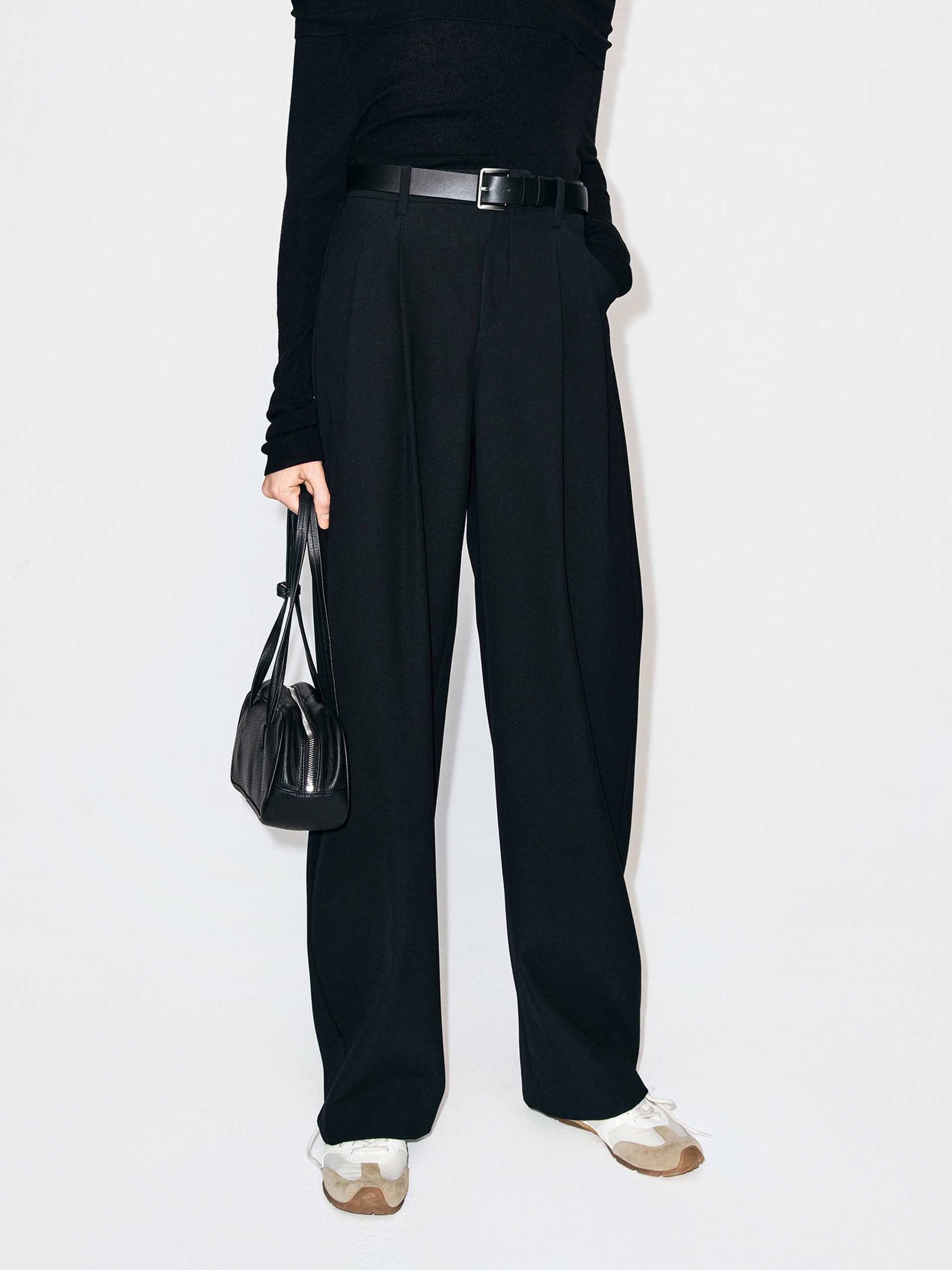 Pleated Barrel Leg Pants