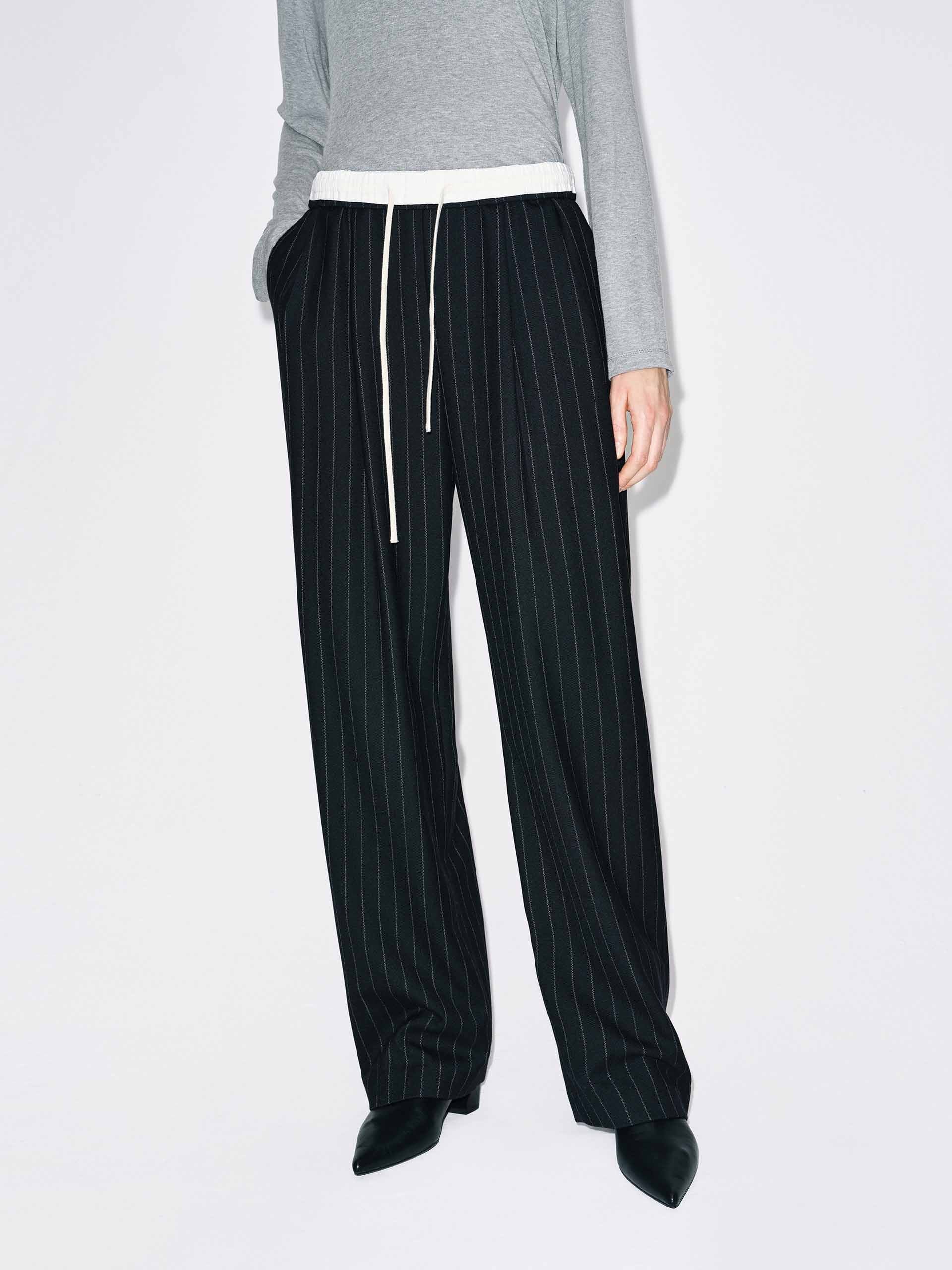 Pinstripe Drawstring Trousers