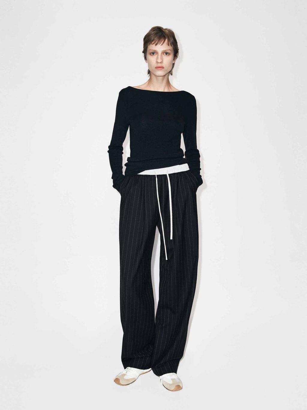 Pinstripe Drawstring Trousers