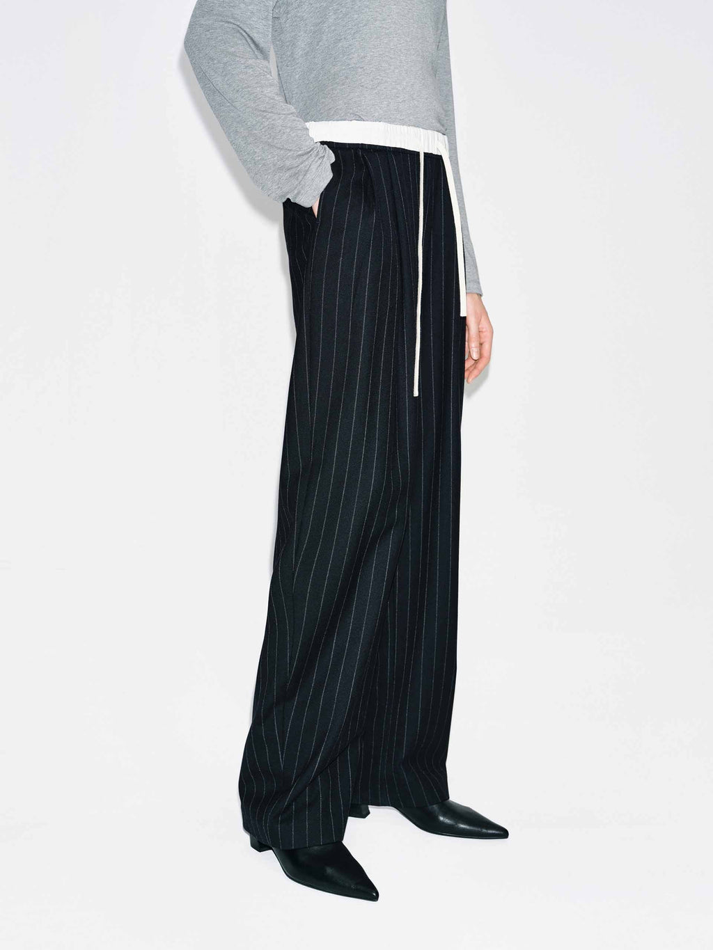 Pinstripe Drawstring Trousers